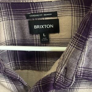Brixton Bowery Purple Plaid Shirt 100% cotton.